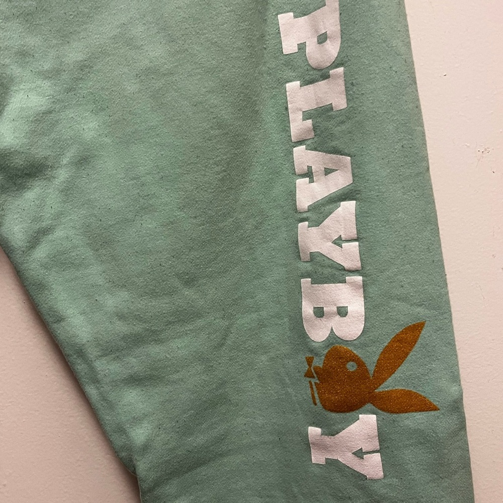 Pacsun X Playboy Light Green Joggers with Gold Logo